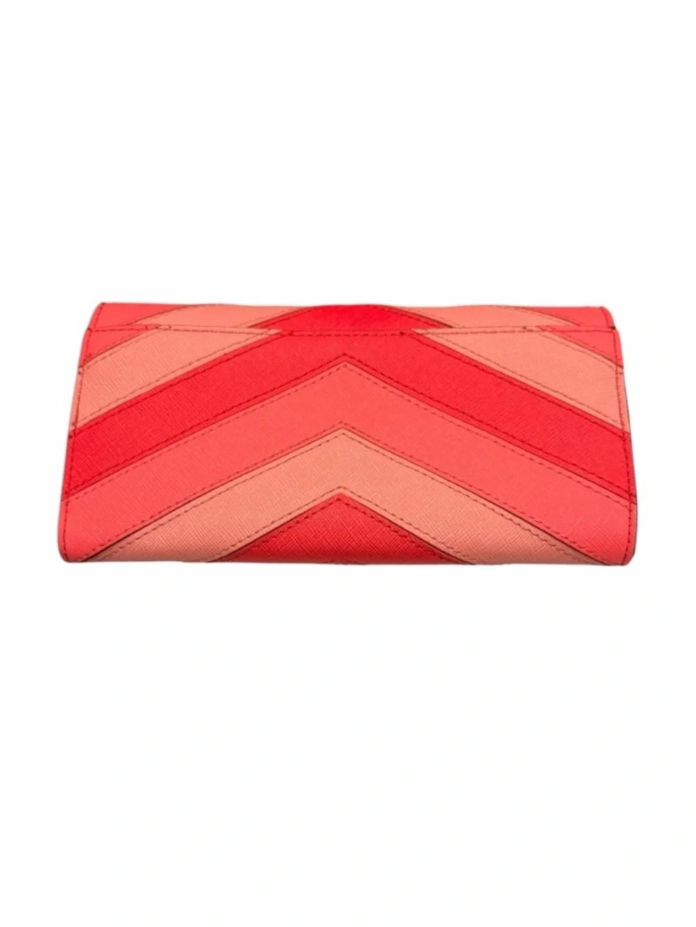 Michael Kors Coral & Red Chevron Leather Wallet Excellent